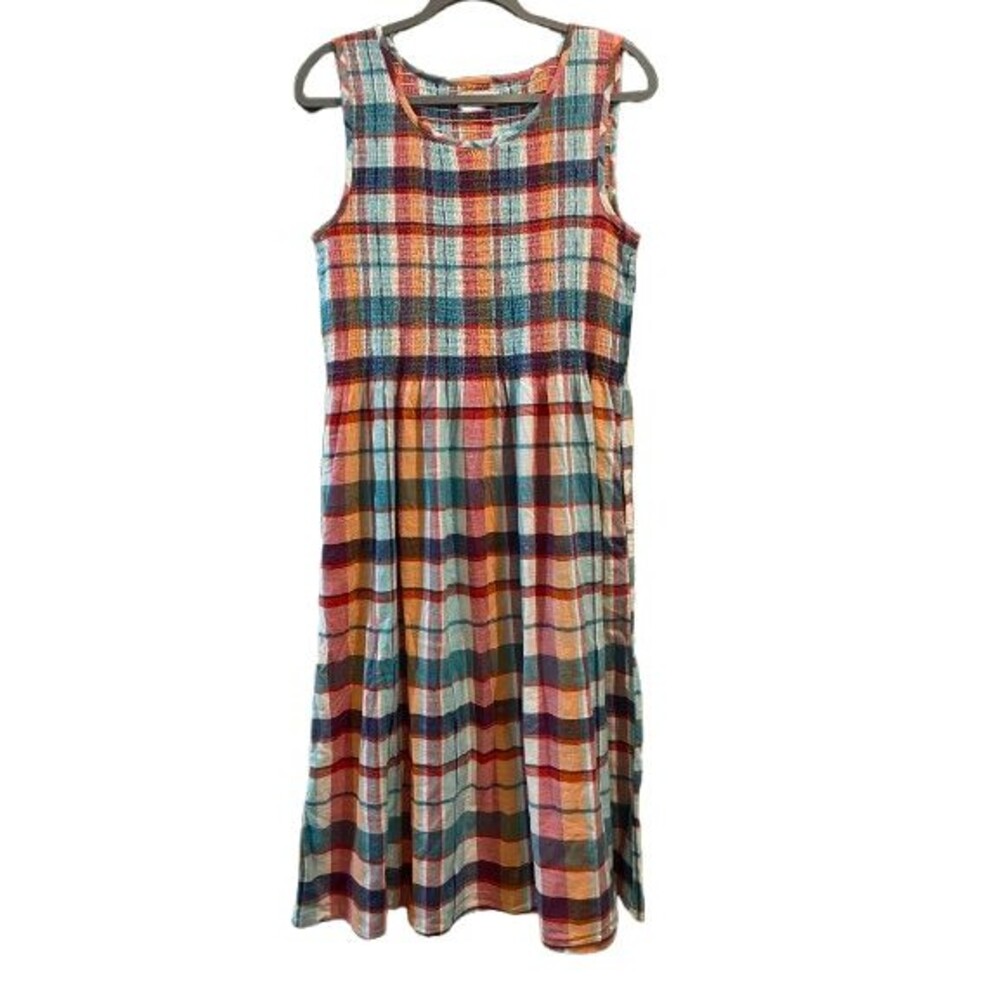 Women's XL Dress Sleeveless Smocked Croft & Barrow Plaid